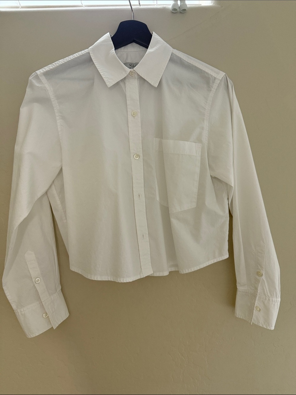 Rails White Cropped Button-Down Shirt